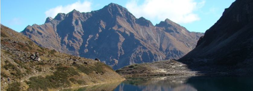 Mountain range viewed across lake