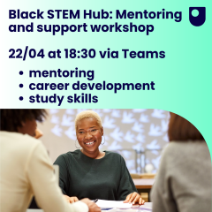 Black woman smiling with text about the event