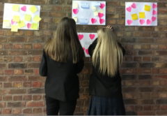 two girls and post it notes